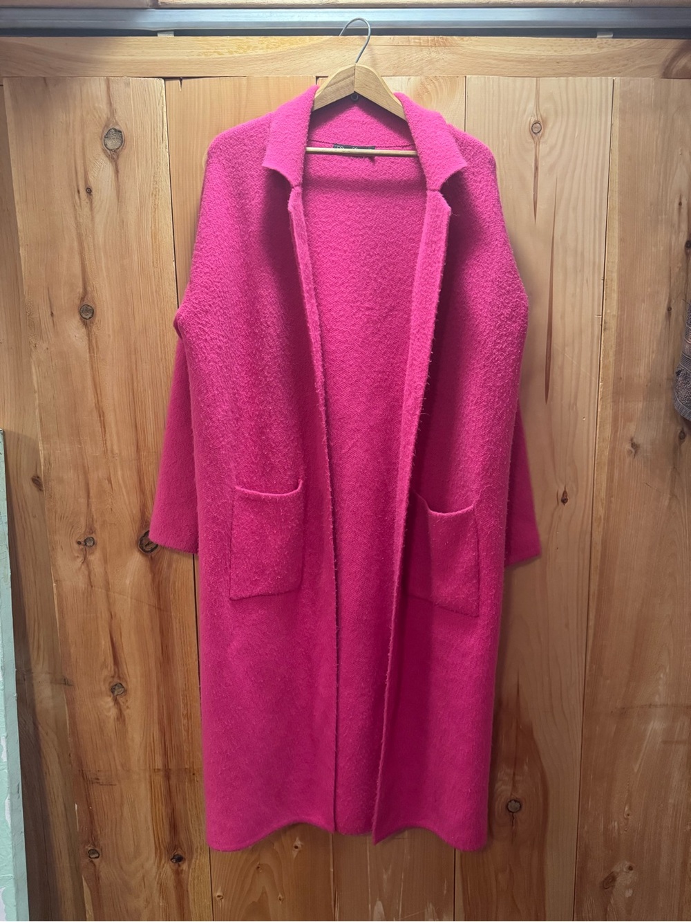 Super soft Women's Hot Pink Long Coat - Picture 2 of 4